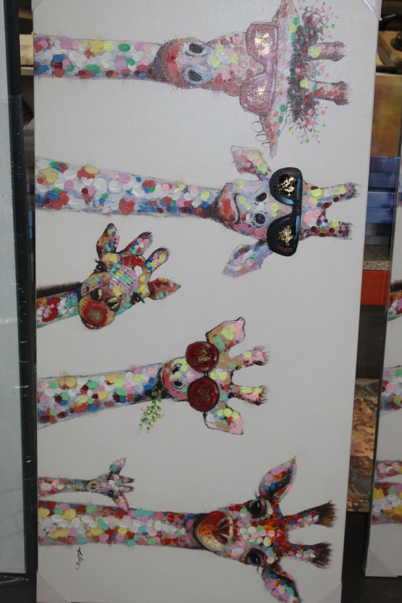 70 x 140cm The Family Of Giraffes Canvas Wall Art RRP £150 (14571) (Pictures Are For Illustration