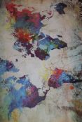 120 x 80cm Paint Splattered World Map Design Print On Canvas RRP £55 (14571) (Pictures Are For