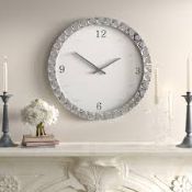 Boxed 55cm Mirrored Glass DŽcor Wall Clock RRP £45 (14591) (Pictures Are For Illustration Purposes