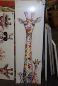 150 x 160cm Giraffe Family Painted Canvas RRP £100 (14571) (Pictures Are For Illustration Purposes