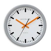 Boxed Lasell London Grey Sync Wall Clock RRP £50 (18415) (Pictures Are For Illustration Purposes