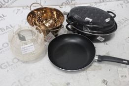 Assorted Items To Include A Metal Roasting Dish With Lid, A Croft Collection Egg Basket And Culinder