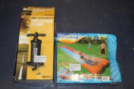 Assorted Items To Include Boxed Bestway Air Hammer Inflation Pumps And 3 Bestway Inflatable Pools