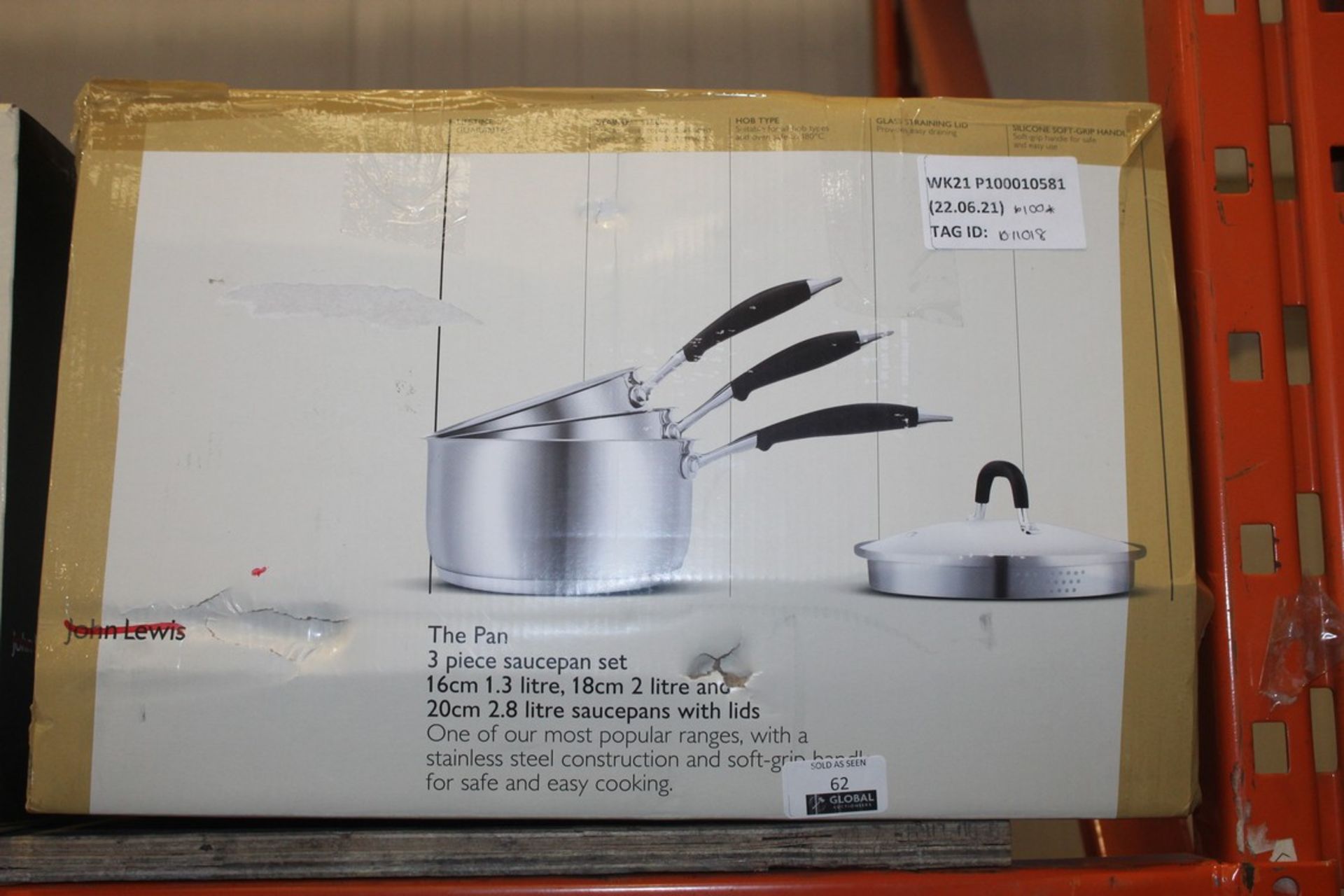 Boxed John Lewis And Partners The Pan 3 Piece Saucepan Set RRP £100 (1011018) (Pictures Are For