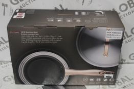 Boxed John Lewis And Partners 5 Piece Stainless Steel And Copper Pan Set RRP £180 (1102802) (