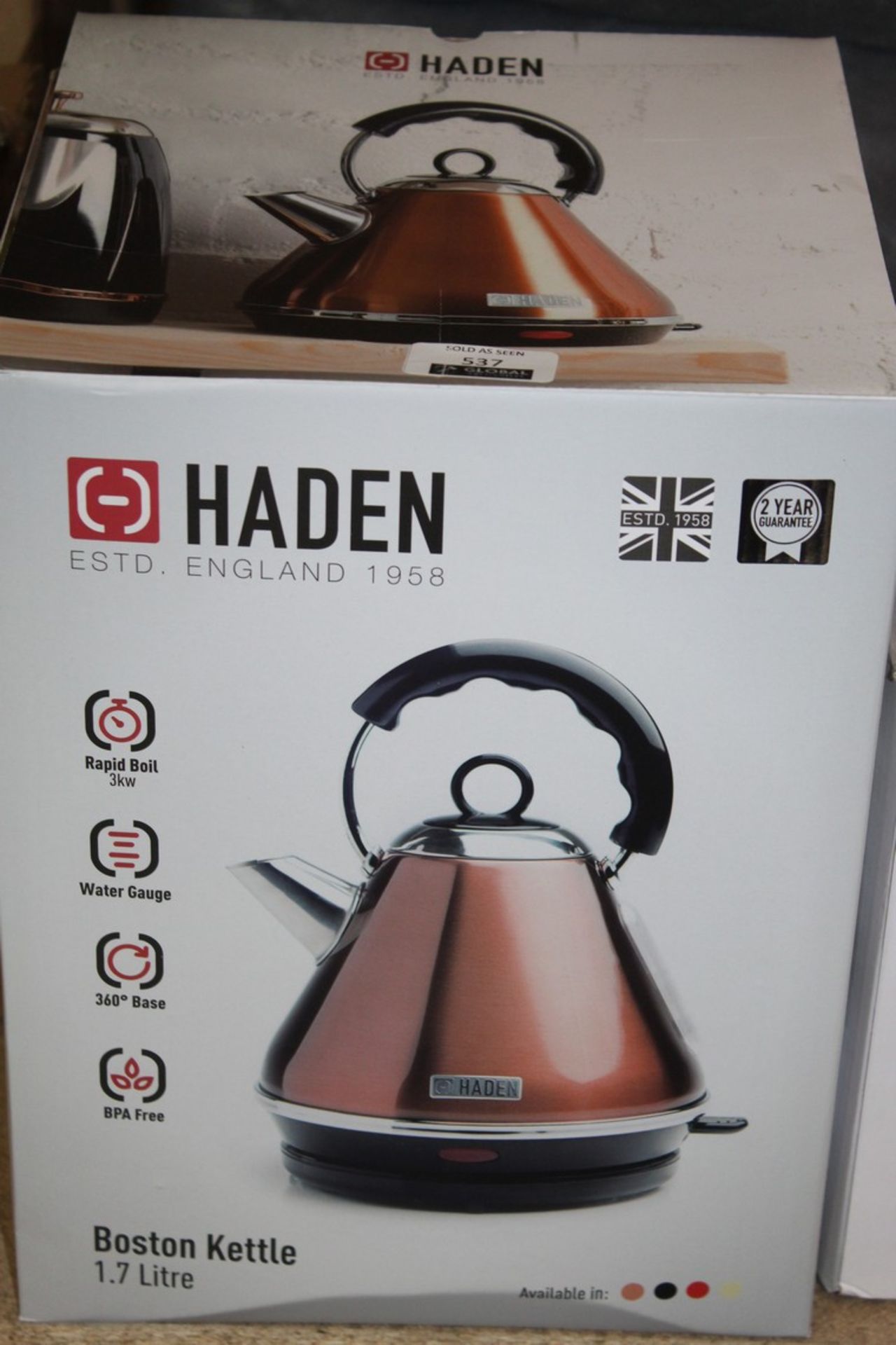 Boxed Haden Boston 1.7L Brushed Copper Kettle RRP £60 (Appraisals Are Available Upon Request) (