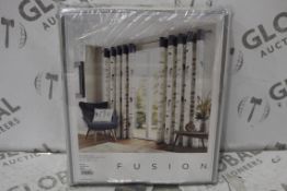 Bagged Pair Of Fusion 90x90" Idaho Charcoal Lined Eyelet Headed Curtains RRP £50 (12731) (Pictures