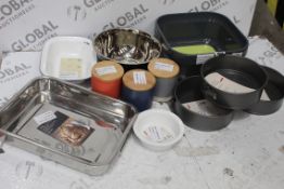 Assorted Items To Include Storage Jars, Enamel Oven Safe Cake Tins, Mixing Bowls And Washing Up Bowl