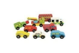 Boxed Brand New Sets Of 4 My First Emergency Services Vehicles Push Along Wooden Play Toys RRP £20