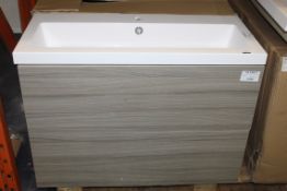 Boxed 2 Drawer Wall Mounted Vanity Unit With Basin RRP £350 (19309) (Pictures Are For Illustration