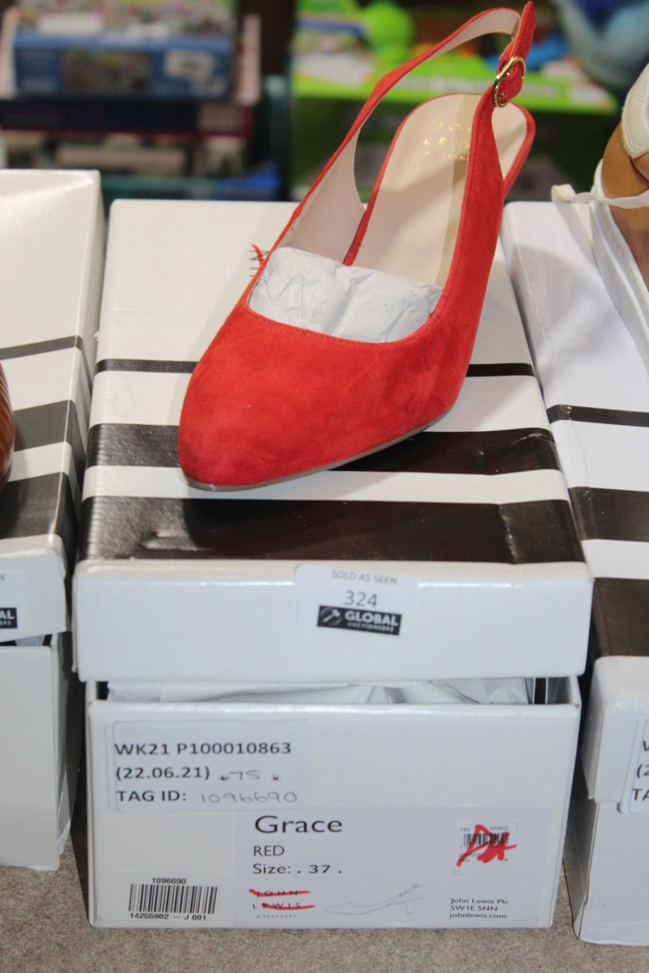 Boxed Pair Of John Lewis And Partners Grace Red Sling Back Suede Ladies Shoes RRP £75 (1096690) (