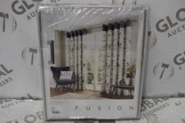 Bagged Pair Of Fusion 66x90" Idaho Charcoal Lined Eyelet Headed Curtains RRP £50 (12731) (Pictures