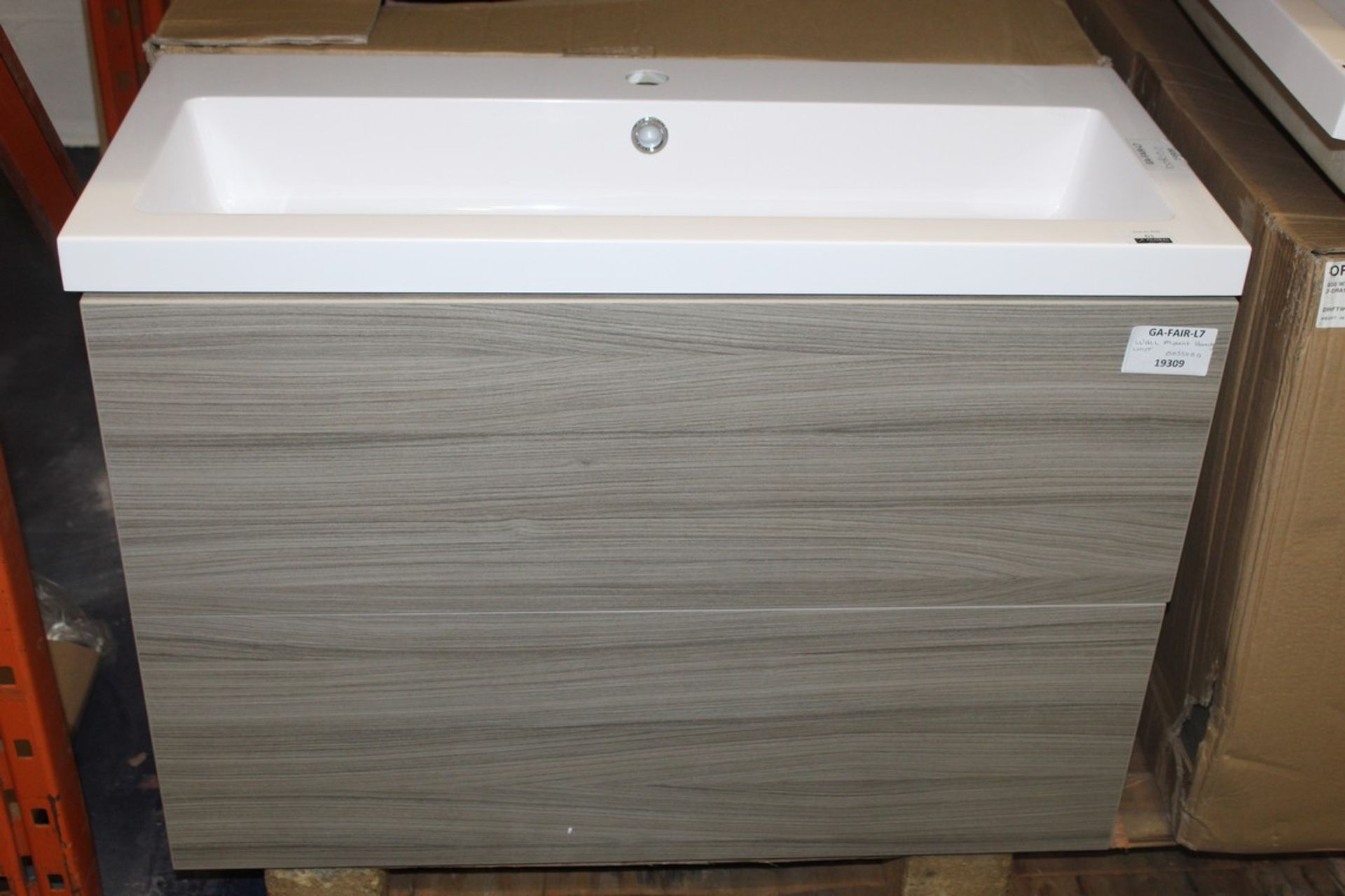 Boxed 2 Drawer Wall Mounted Vanity Unit With Basin RRP £350 (19309) (Pictures Are For Illustration
