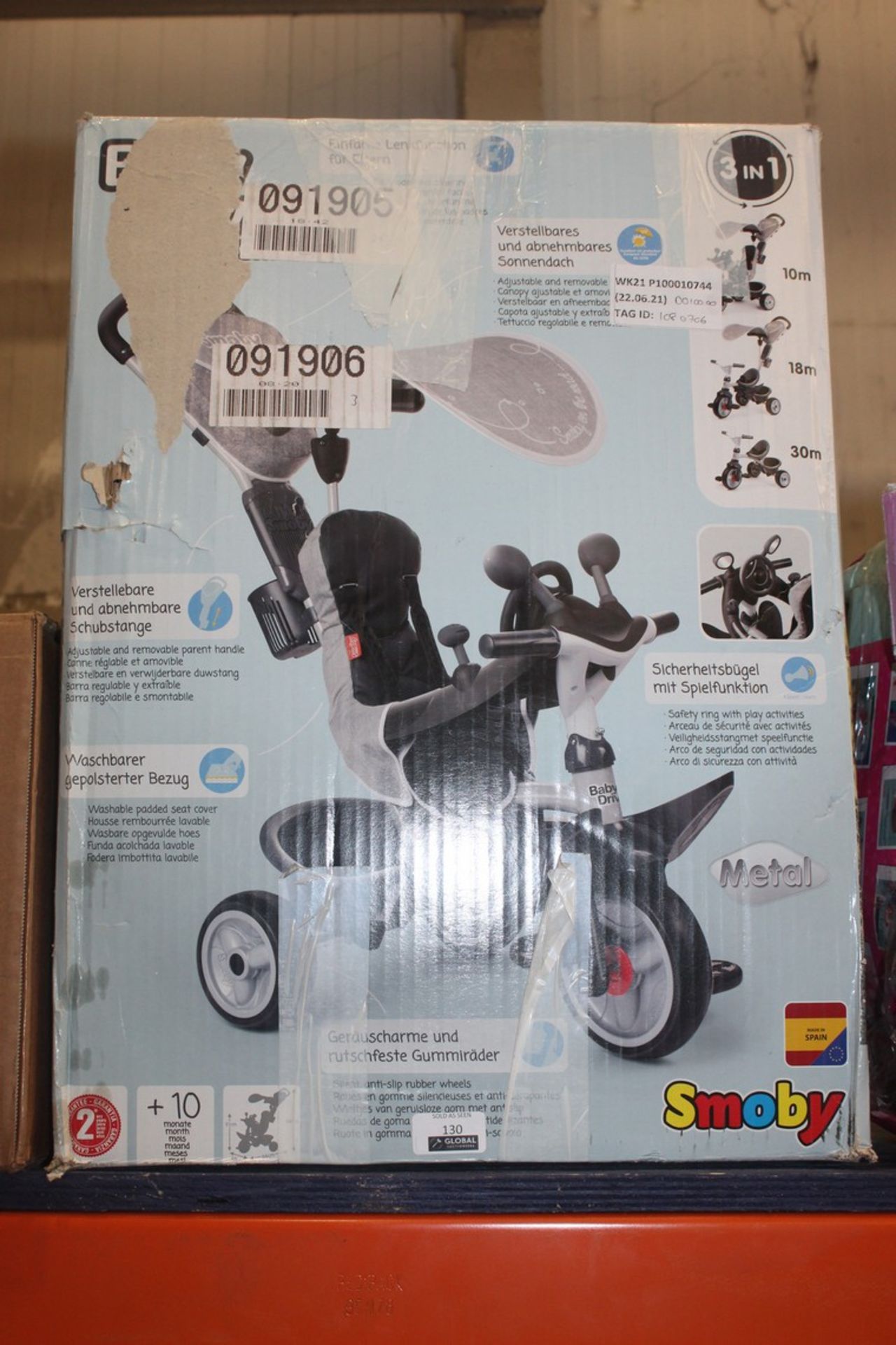 Boxed Smoby 3 In 1 Trike RRP £100 (1080706) (Pictures Are For Illustration Purposes Only) (