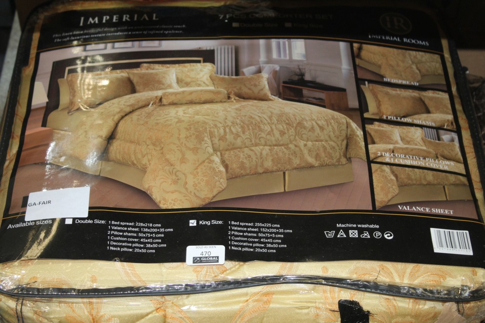 Bagged Imperial Rooms 7 Piece King-size Comforter Set In Gold RRP £80 (Pictures Are For Illustration
