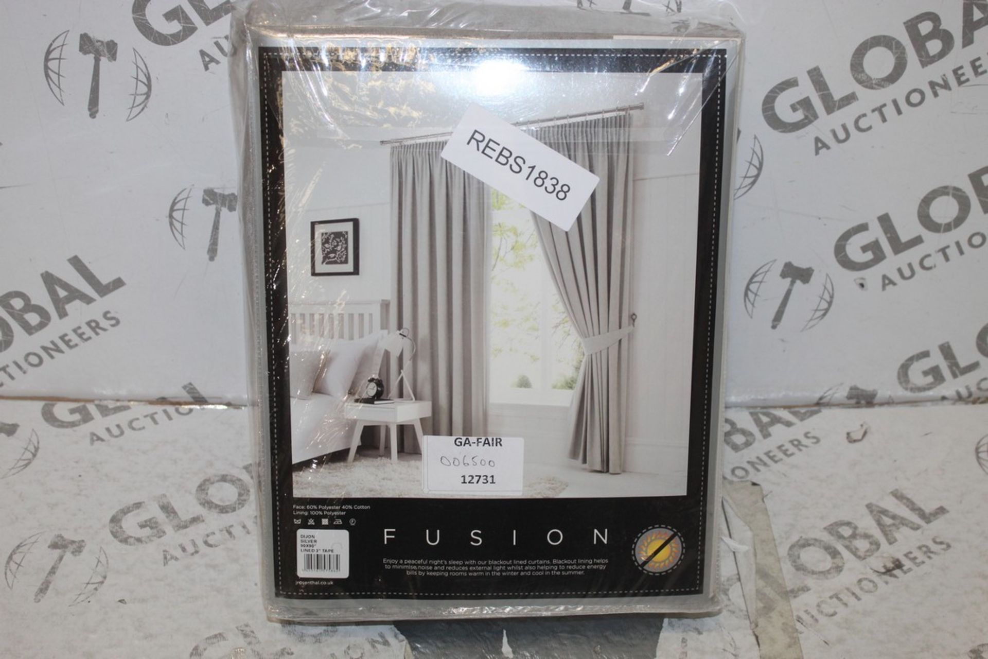 Bagged Pair Of Fusion Dijon Silver Fully Lined Pencil Pleated Curtains RRP £75 (12731) (Pictures Are