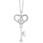 Diamond Pendant Key In 9ct White Gold With 16" Chain RRP £250 (SA-1368740)