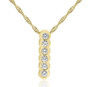 6 Stone Diamond Drop Necklace 0.31ct Bezel Set in 14K Yellow Gold RRP £1450 (SAP01433Y)