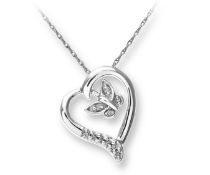 Sterling Silver Heart Shaped Pendant With Diamonds RRP £140 (UPSD5032)