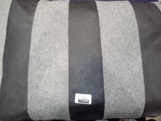 2 black leather & grey fabric designer scatter cushions