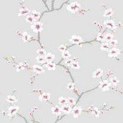 Fresco Apple blossom grey pink wallpaper