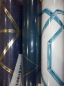 3 assorted rolls of designer wallpaper