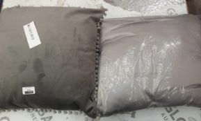 Lot to contain 2 grey pom pom scatter cushions