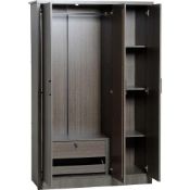 Black Wood 3 Door Wardrobe