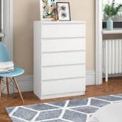 Boxed Zip Code Design Tonya 5 Drawer Chest Of Drawers RRP £210 (18981) (Pictures Are For