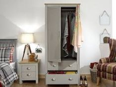 Boxed Lancaster 2 Door Wardrobe In Grey & Oak RRP £330 (19143) (Pictures Are For Illustration