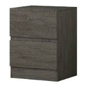 Boxed Monge 2 Drawer Grey Oak Bedside Table RRP £100 (1001) (Pictures Are For Illustration