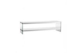 Boxed Bretton Modern Rectangular TV Stand In White With Glass Sides RRP £190 (417516) (Dimensions