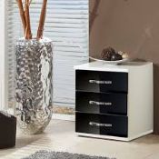 Boxed Luton Bedside Cabinet In High Gloss Black & Alpine White RRP £110 (Pictures Are For
