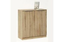 Boxed Bayern Compact Brushed Oak 2 Door Side Board Unit RRP £145 (401948) (Dimensions 80x35.