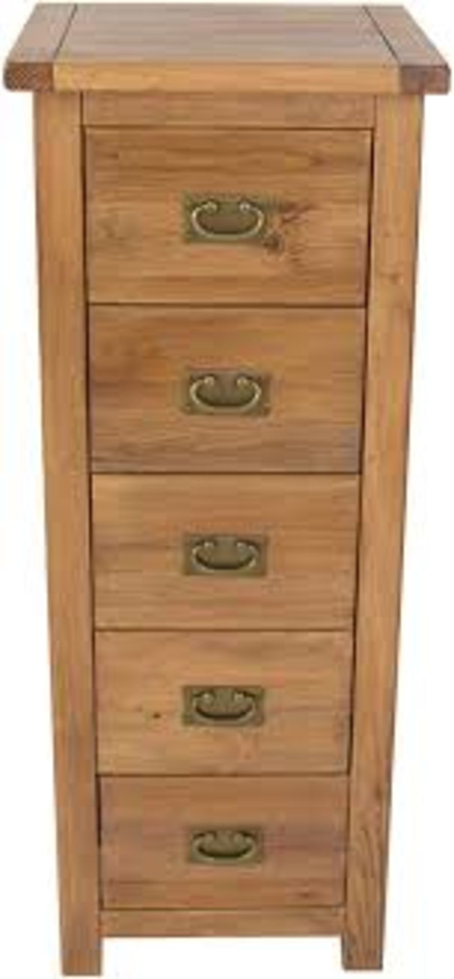 Boxed Antique Lacquer Narrow Chest Of 5 Drawers RRP £150 (16768) (Pictures Are For Illustration
