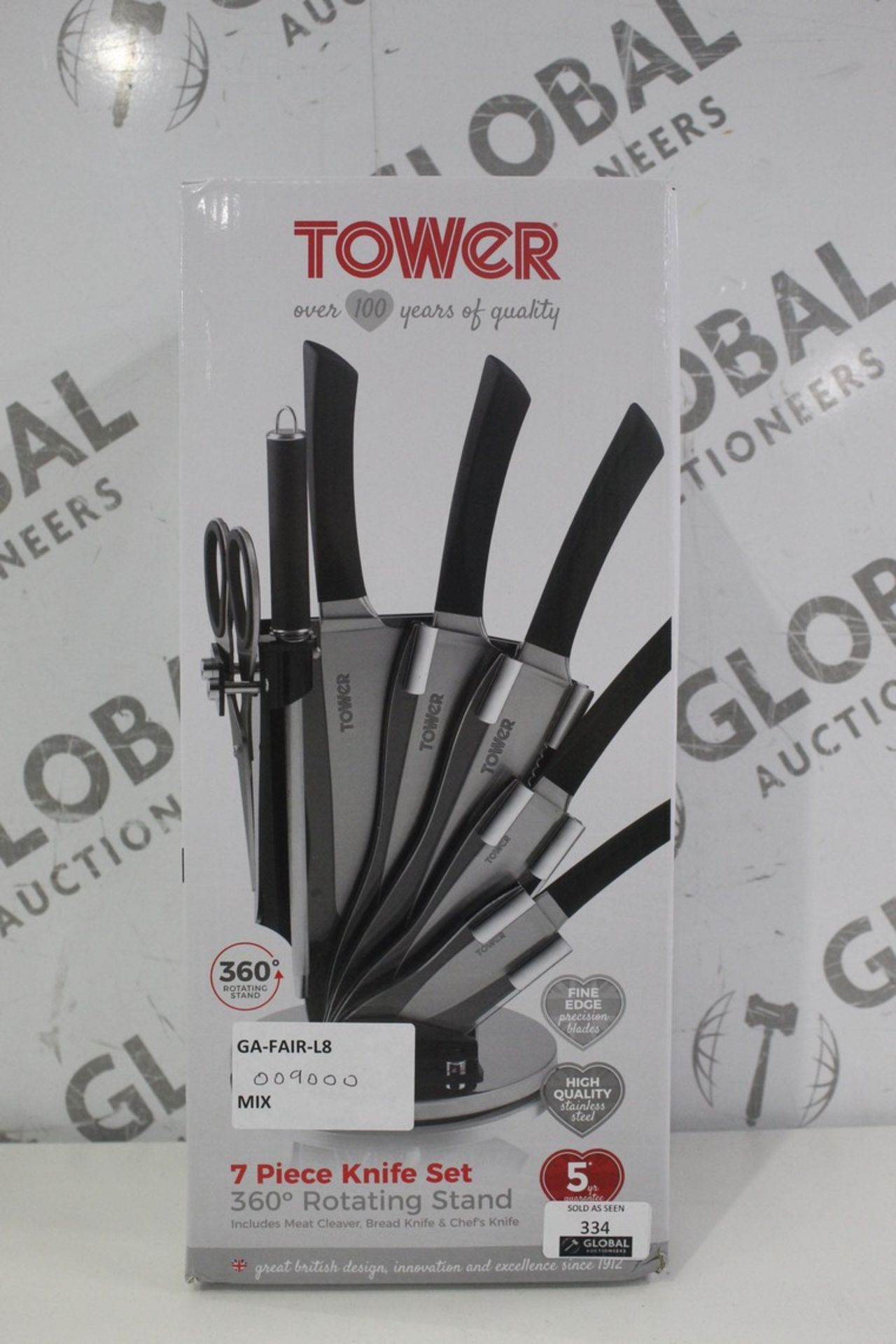 Boxed Tower 7 Piece Knife Set Rotating Stand