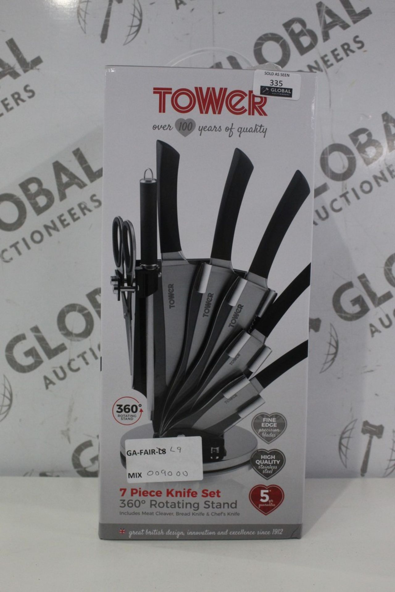 Boxed Tower 7 Piece Knife Set Rotating Stand