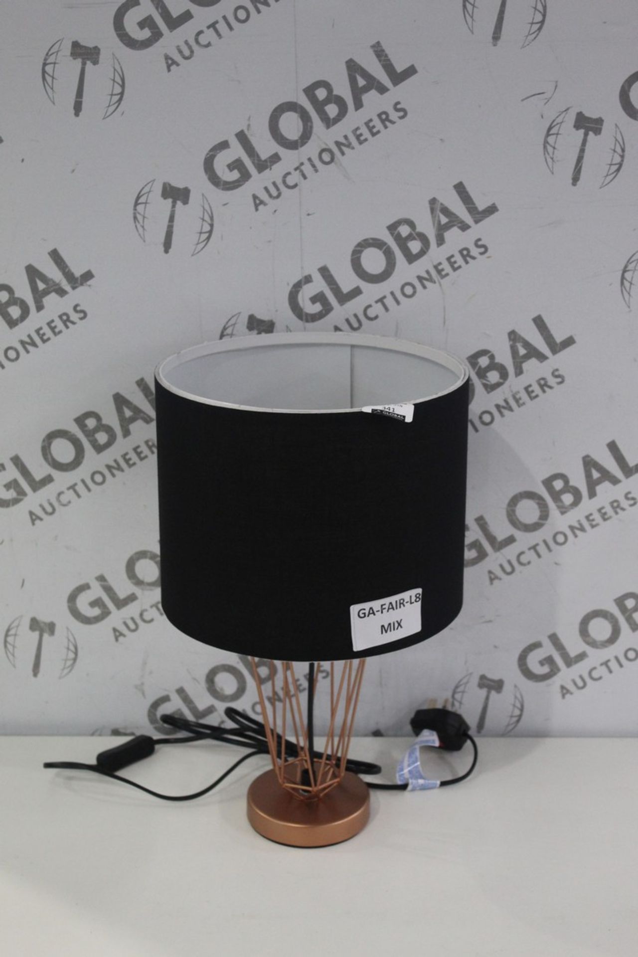 Unboxed Rose Gold Black Fabric Table Lamp