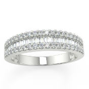 9CT White Gold Ring with 1/2 carat total of Baguette and round brilliant cut diamonds Size I RRP £