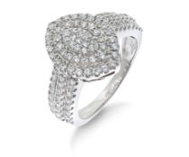 1 carat diamond White Gold ring Size M RRP £2215 (URFROC3804)