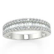9CT White Gold Ring with 1/2 carat total of Baguette and round brilliant cut diamonds Size N RRP £