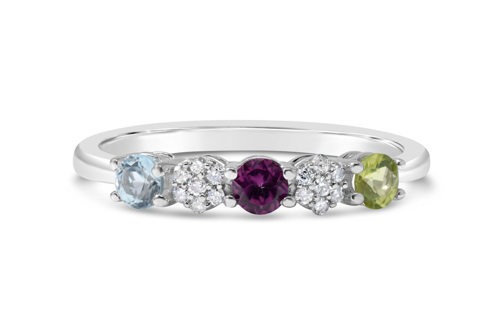 Multicoloured gem stone with diamod eternityWhite Gold ring Size Q RRP £680 (SR300987M)