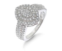 1 carat diamond White Gold ring Size N RRP £2215 (URFROC3804)