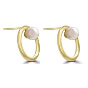 Large Yellow Gold Hoop Earrings with Freshwater pearl RRP £625 (G-GP1475)