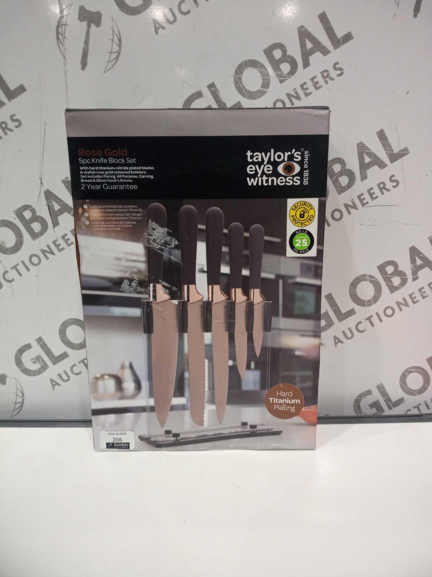 Boxed Rose Gold 5 Piece Knife Block Set