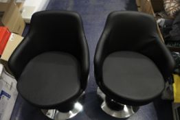 Lot To Contain 2 Unboxed Black Leather Designer Stools