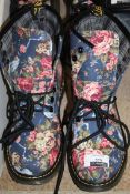 Floral Doc Marten Style Ladies Boots