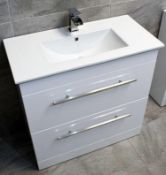 Boxed White Basin Vanity Unit