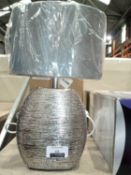 Boxed Moron Combed Ceramic Table Lamp On Chrome