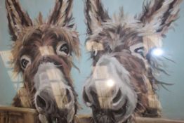 The Two Donkeys Causing Double Trouble Canvas By Louise Brown Rrp £55 (15782)(Appraisals Available